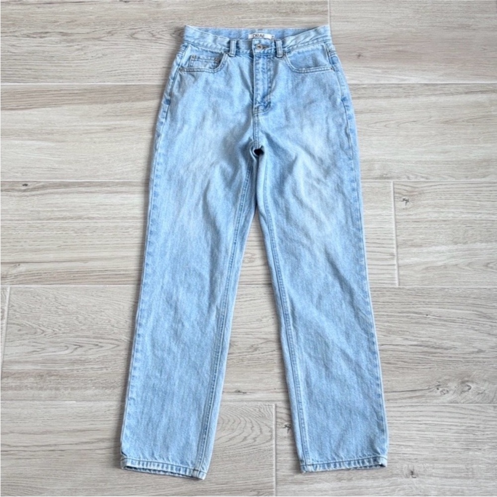 Ssense DRAE High Waist Straight Leg Denim Blue Jeans Size 26 Waist